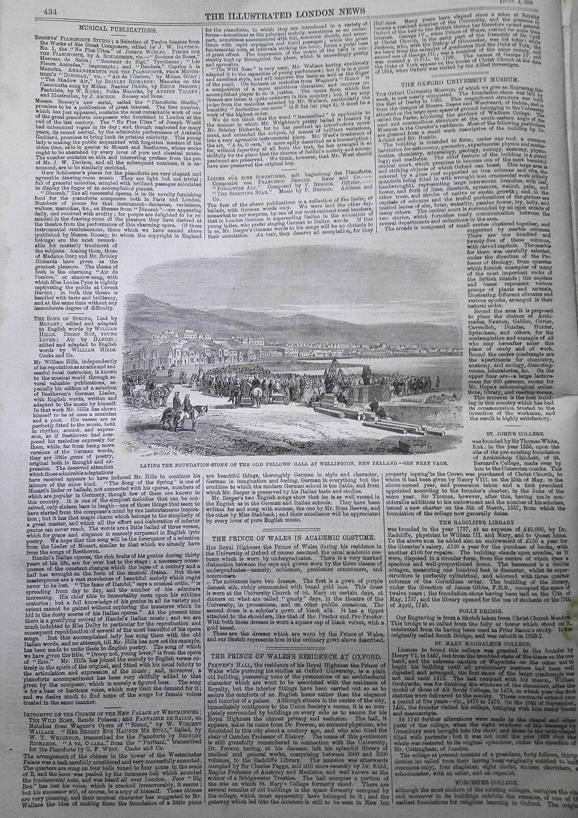 Illustrated London News, Nov. 5, 1859. Oxford University Museum & Gymnasium etc