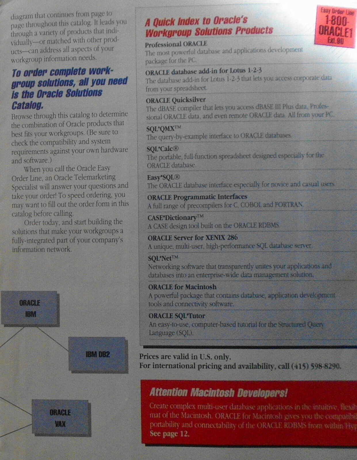 Oracle Solutions Catalog, Spring/Summer 1989. By Oracle Corporation. [Database].