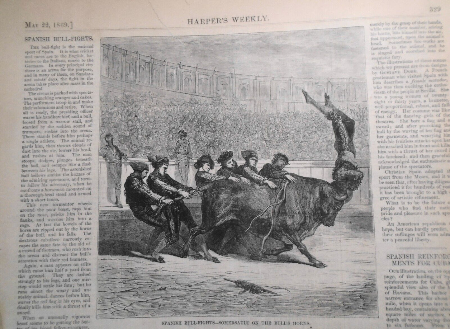 Spanish Bull-Fights: The Man on Stilts + Somersault on Horns - HW original print