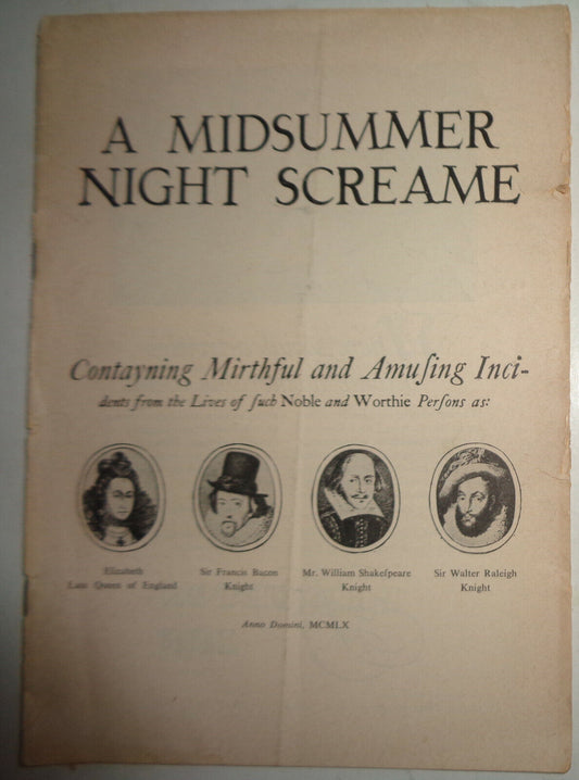 A MIDSUMMER NIGHT SCREAME - PROGRAM - TRIANGLE CLUB OF PRINCETON UNIVERSITY 1960