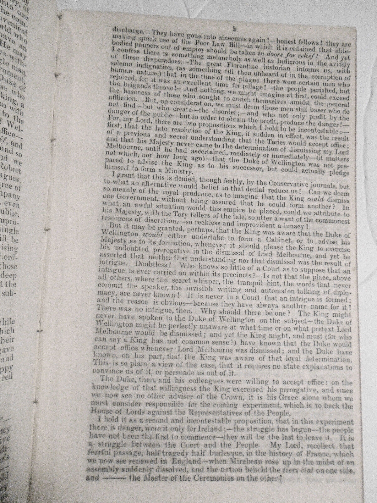 1834 The Present Crisis. Letter to Late Cabinet Minister by Edward Bulwer Lytton