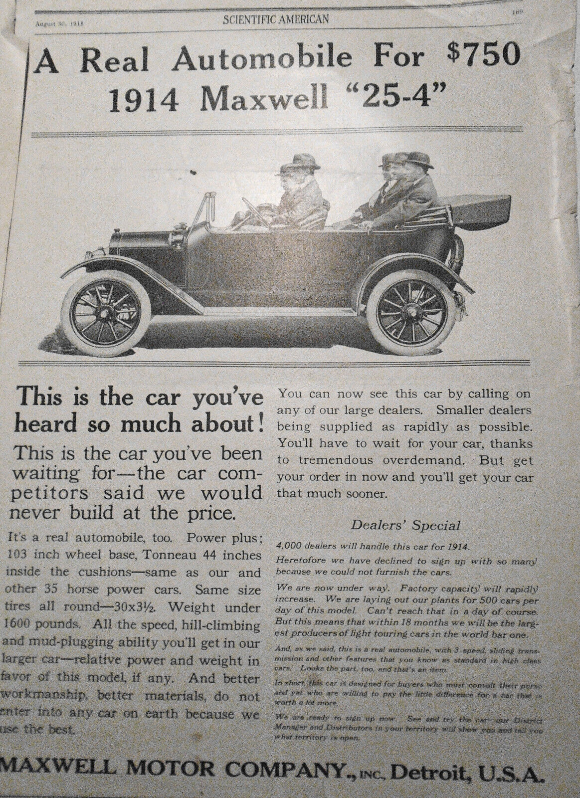 The Motor-driven Commercial Vehicle - Aug. 30, 1913 Scientific American. 4 pages