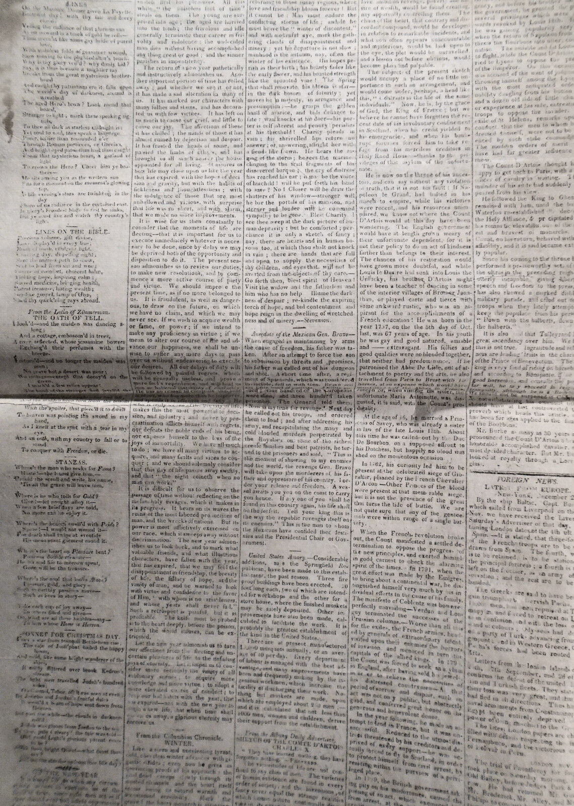 People's Advocate, January 5, 1825 - Kingston (N.Y.) - Gov DeWitt Clinton's copy