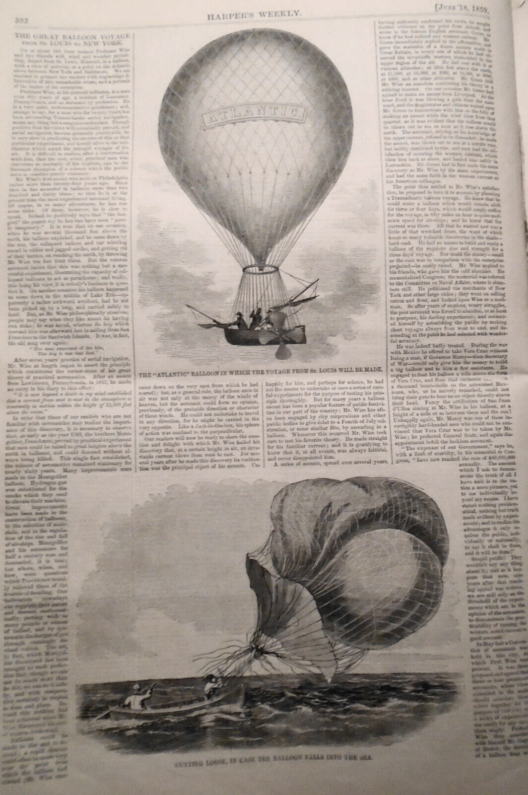 Harper's Weekly June 18, 1859 - Great Balloon Voyage; War In Europe, etc