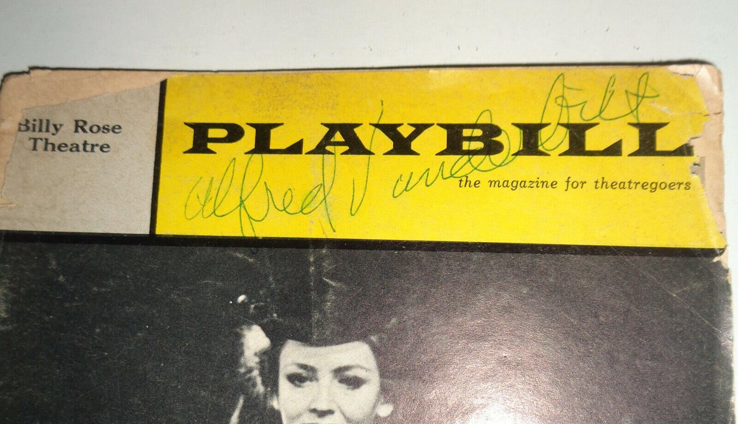 THE RIGHT HONOURABLE GENTLEMAN - PLAYBILL - 1965 SIGNED BY ALFRED VANDERBILT