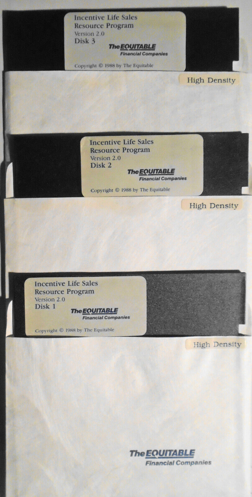 Incentive Life Sales Resource Program by Equitable 1988. IBM 5 1/4" Demo Program