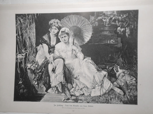 Im Frühling, von Hans Makart  --  1884 Original antique print