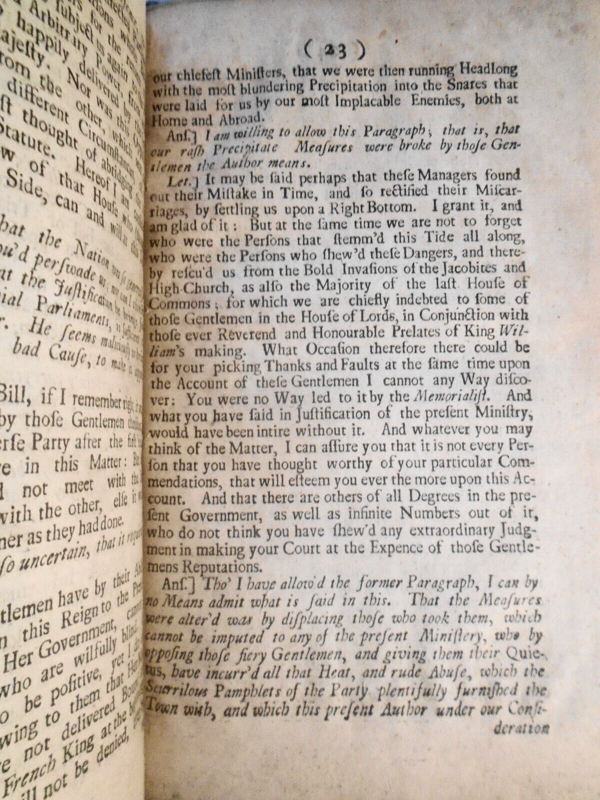 1706 Letter to Author of the Memorial of the State of England, Answer'd. 1st ed.