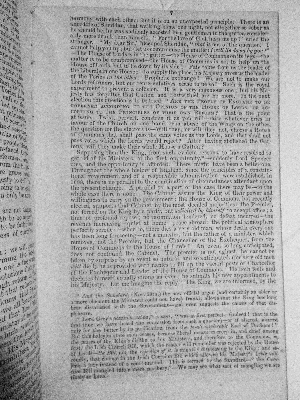 1834 The Present Crisis. Letter to Late Cabinet Minister - Edward Bulwer Lytton