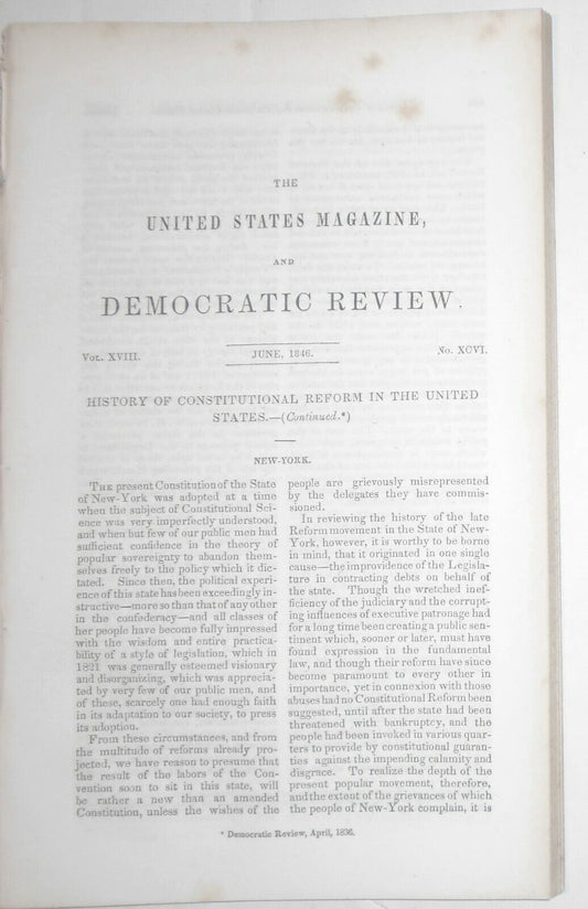 United States Magazine & Democratic Review June 1846 - Nathaniel Hawthorne ...