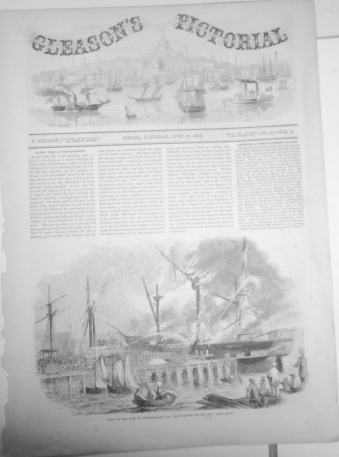 Large Fire At Charlestown - Gleason's Pictorial - June 19, 1852