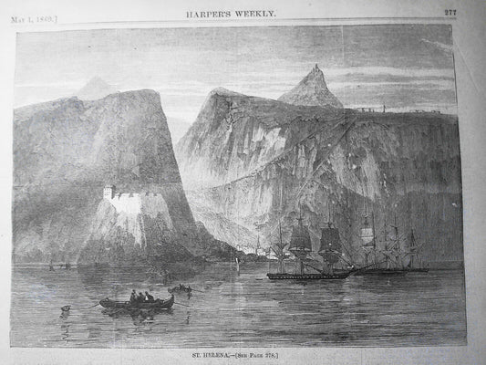 "St. Helena"  - original print from Harper's Weekly, May 1, 1869