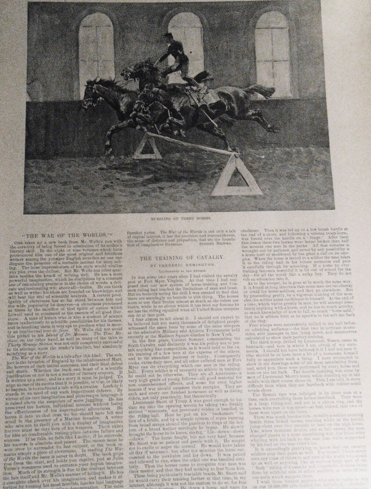 Harper's Weekly  April 2, 1898 - Original Remington - Training Cavalry; Cuba etc