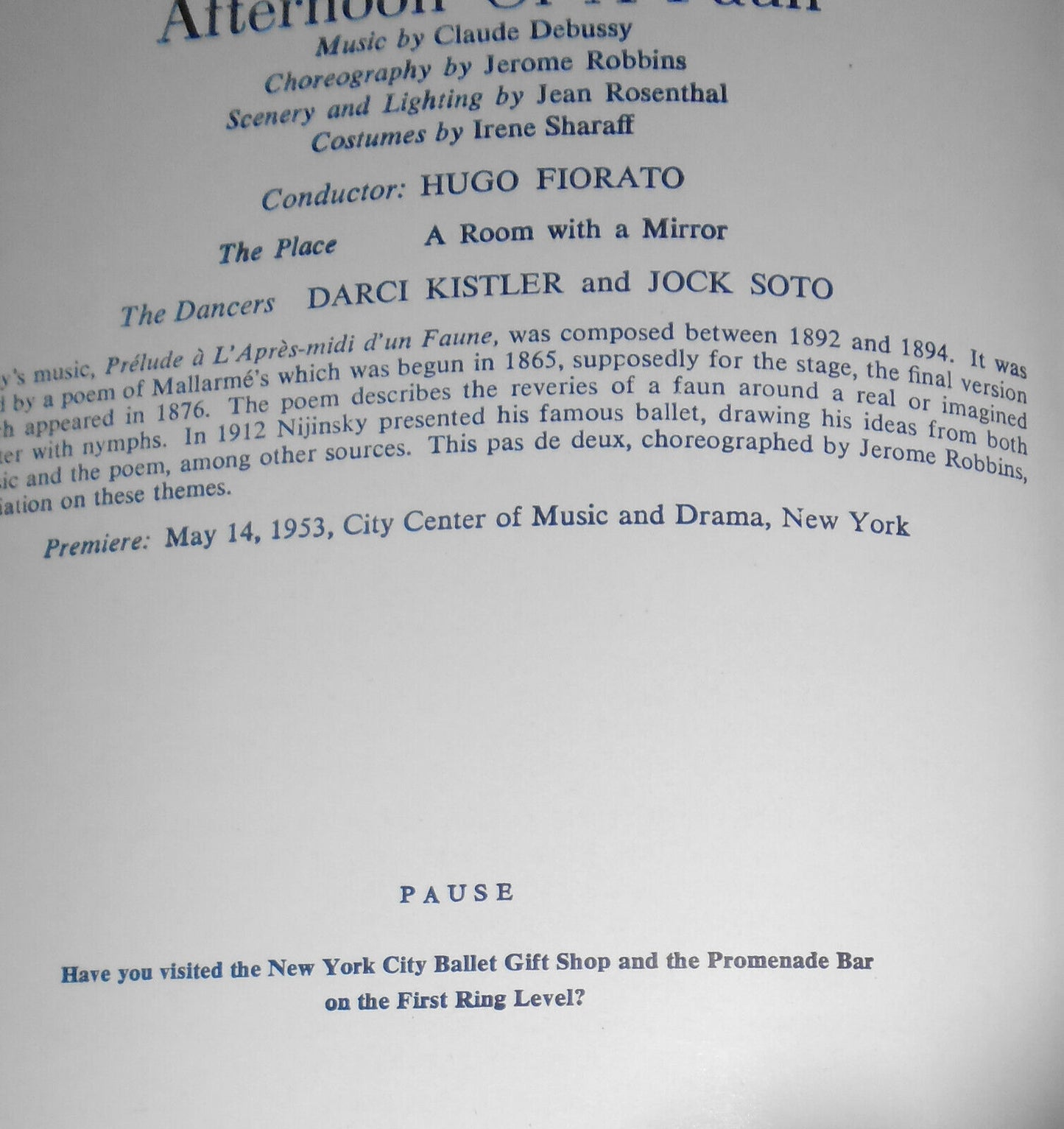 New York City Ballet - Playbill, June 8, 1989. Spring Gala : Glass Pieces / Afte