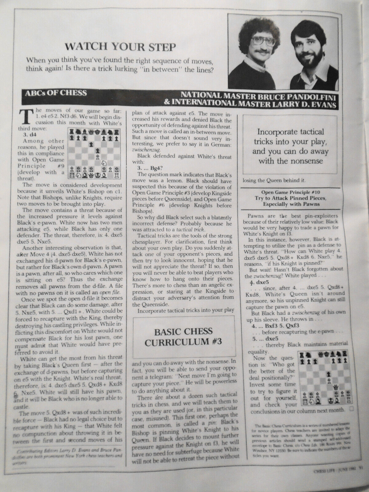 Basic Chess Curriculum by Bruce Pandolfini & Larry Evans 1983. 12 1-page lessons