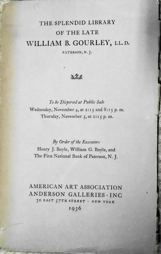 Colored plate books, first editions ..library of the late William B Gourley 1936