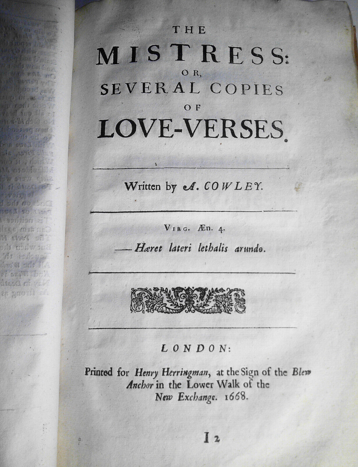 The Works of Mr. Abraham Cowley - 1668 - First edition