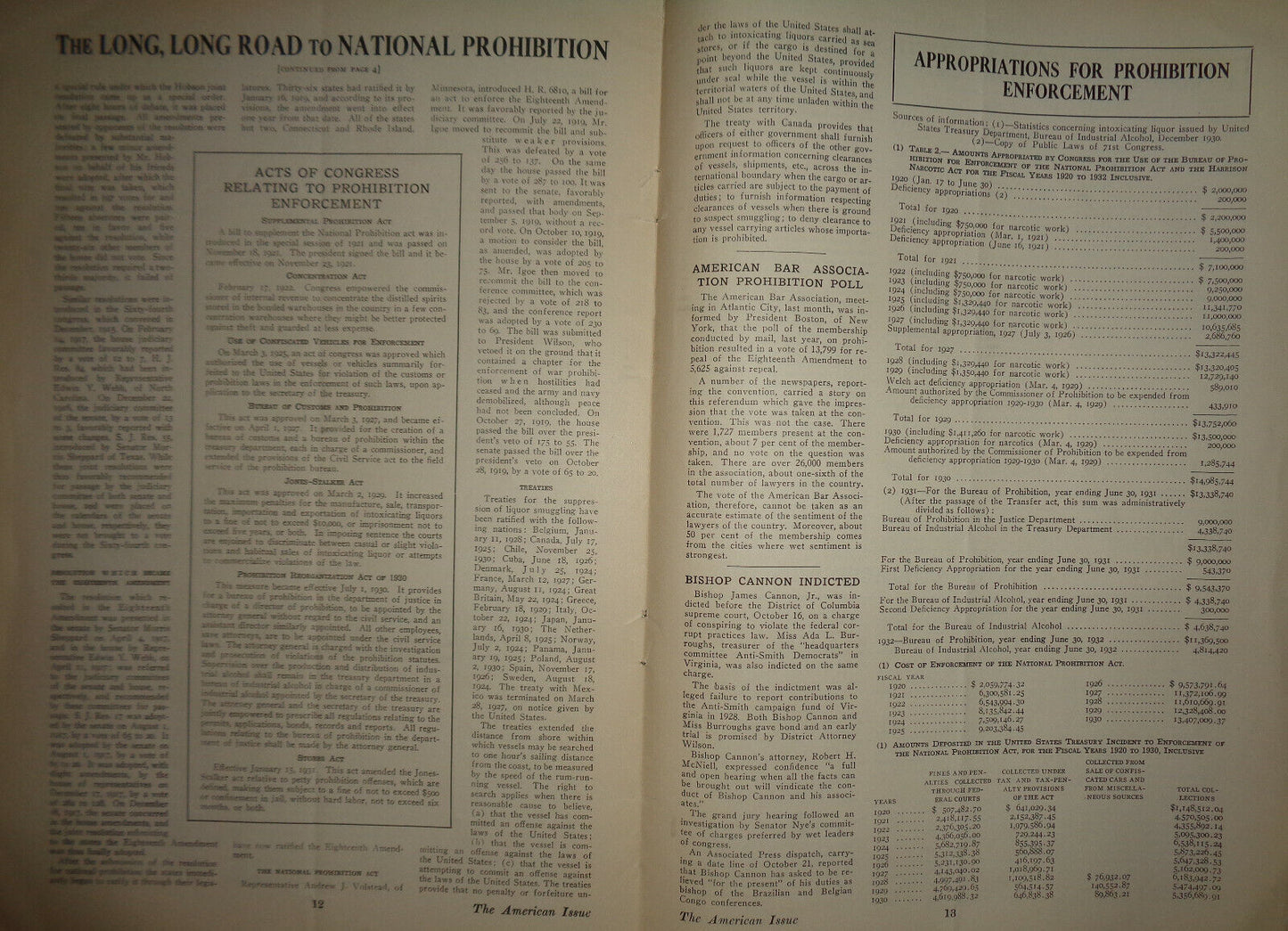 The American Issue (Prohibition journal) 10/24/1931 - Thomas Edison, Al Capone..