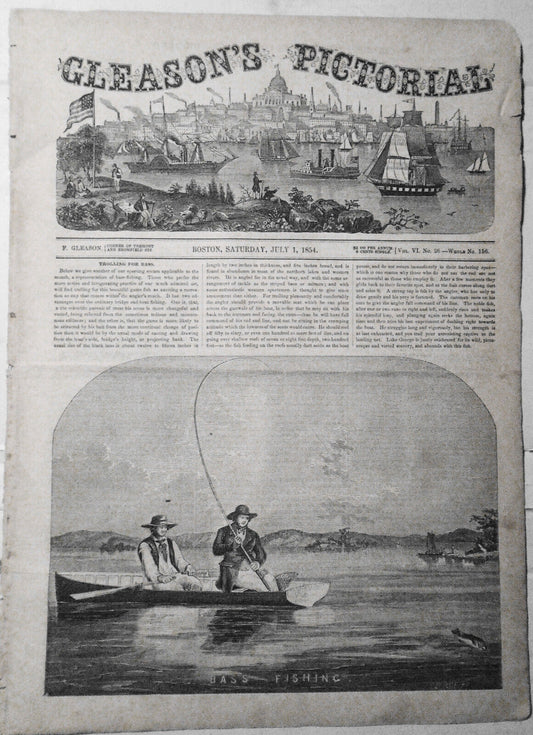 Gleason's Pictorial, July 1, 1854. Bass fishing; Scenes in Java; Gloucester, MA