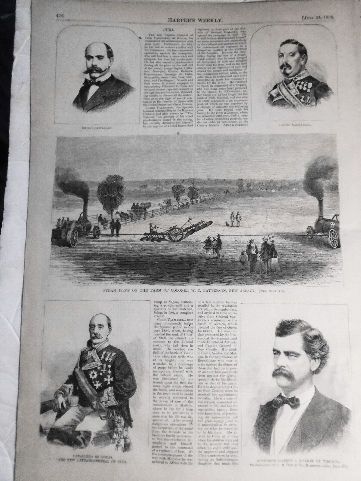 [Baseball] Cincinnati Red Stockings. Champion Bat. Harper's Weekly July 24, 1869
