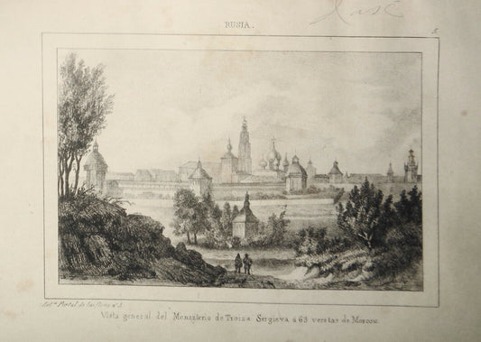 1840 - Vista general del Monasterio de Troiza Sergieva a 63 verstas de Moscou