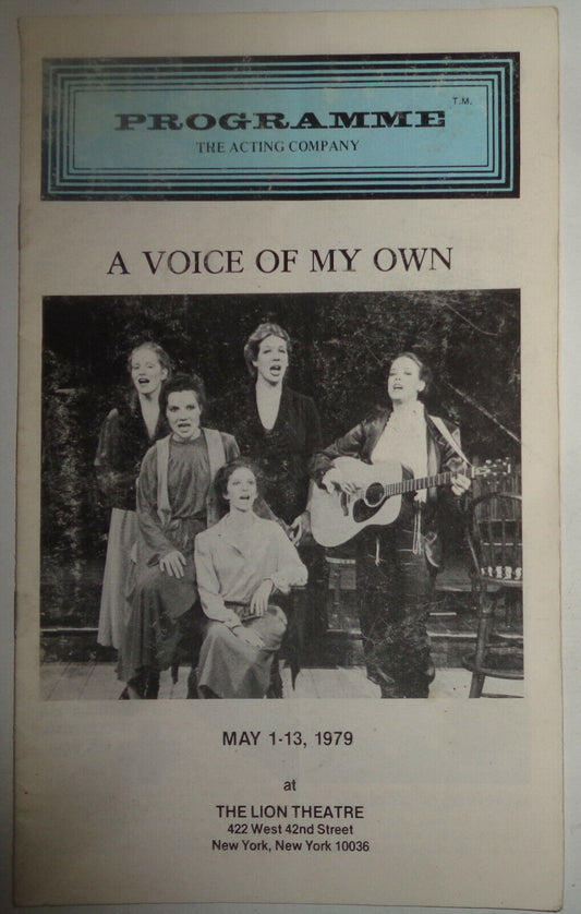 A VOICE OF MY OWN - PROGRAMME - MAY 1-13, 1979 Lion Theatre, NYC
