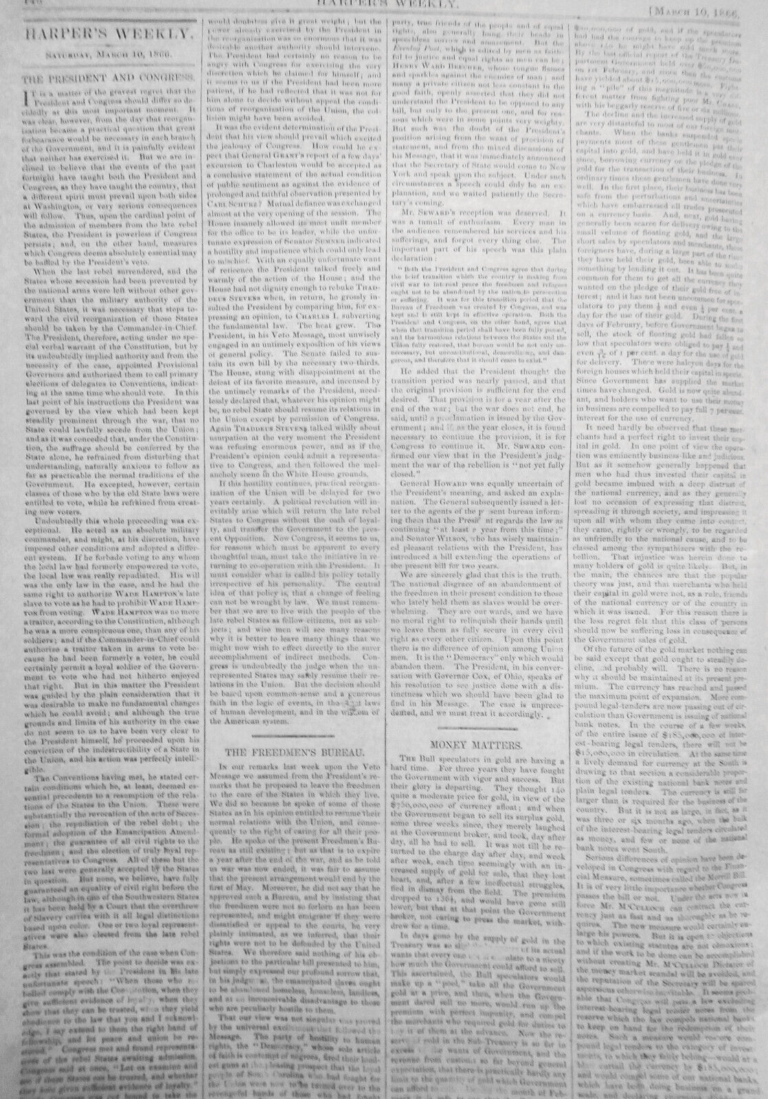 Harper's Weekly March 10, 1866 -  Fireworks for Washington's birthday; Oil fires