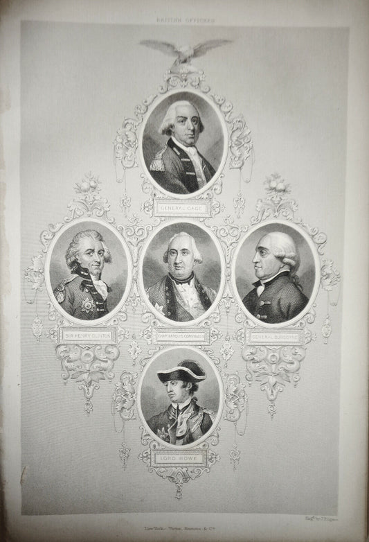 1860 British officers: Gage, Clinton, Cornwallis, Burgoyne, Howe - by J. Rogers