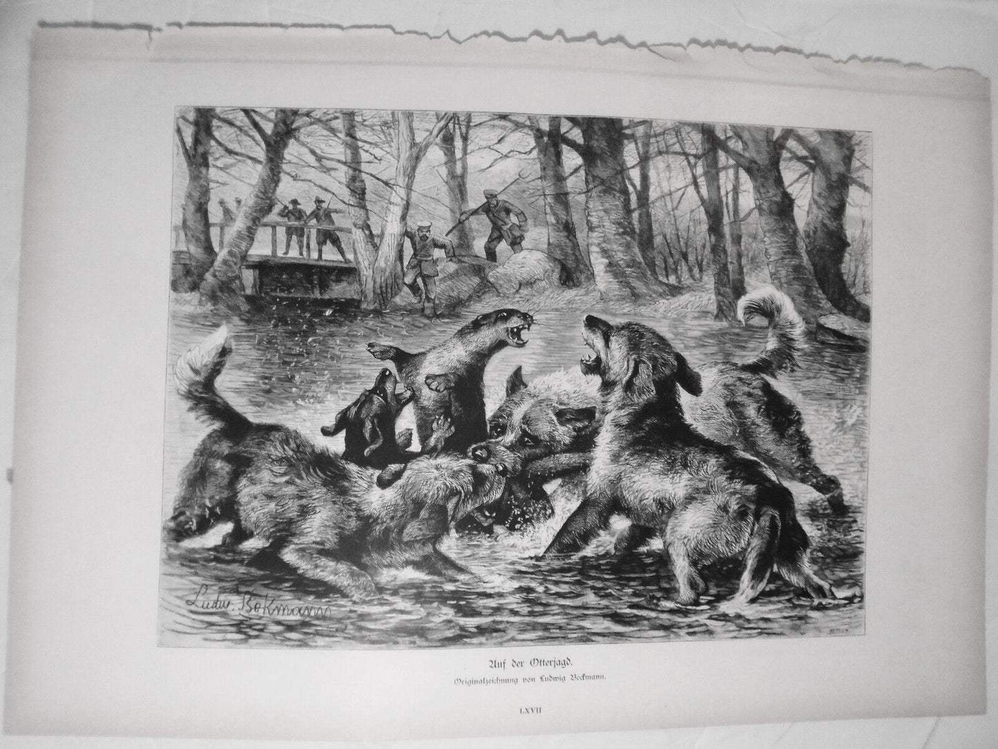1884 Auf der Otterjagd, by Ludwig Beckmann - Original