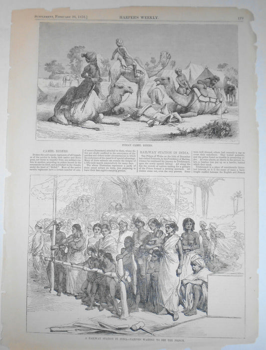 Camel Riders / Railway Station In India - - Harper's Weekly, February 26, 1876