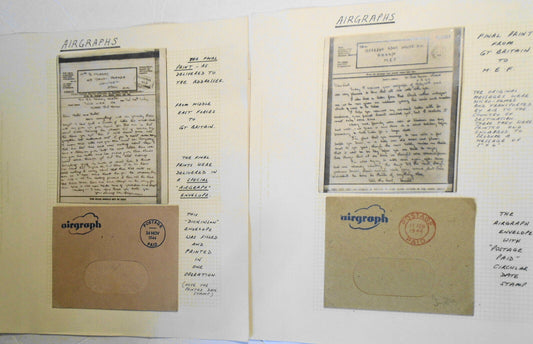 [WWII] 1944 2 Airgraphs & envelopes - Great Britain to Middle East Forces & back