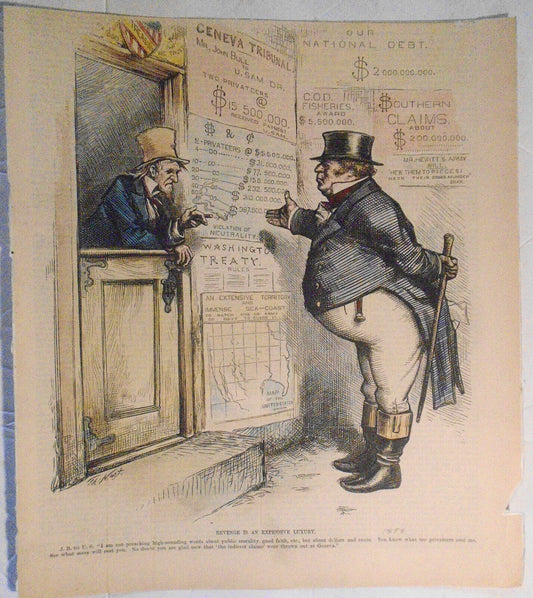Revenge is an expensive luxury, by Thomas Nast. Hand-colored. 1878