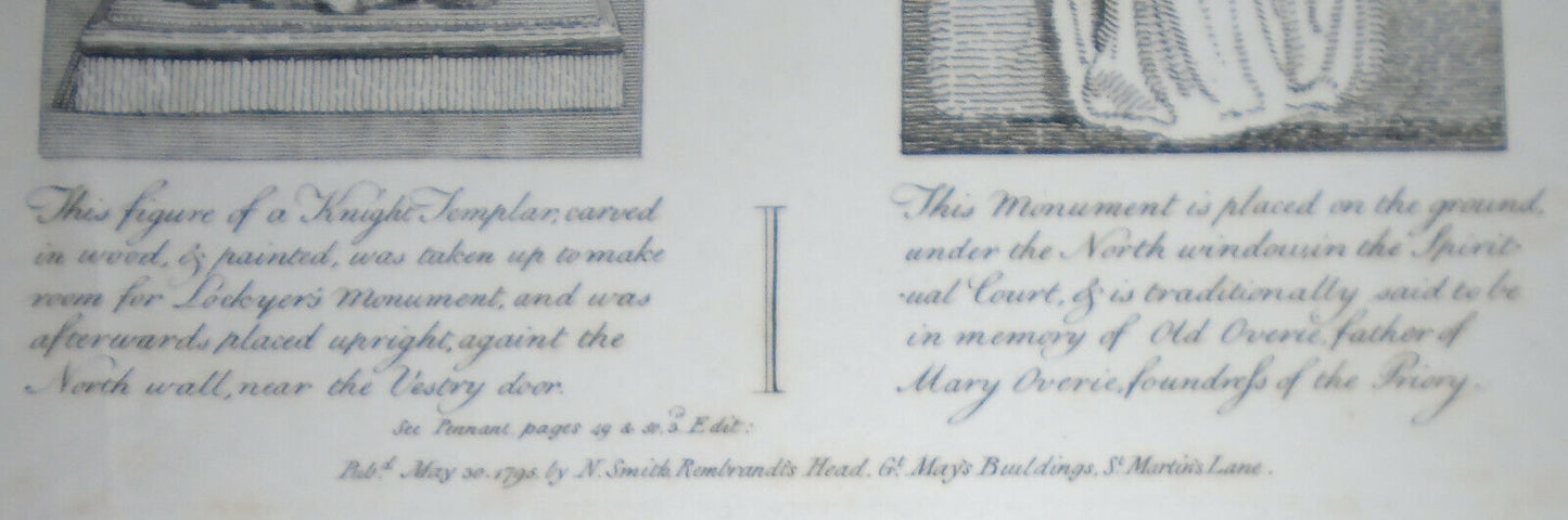 1795 Grave effigies in St. Saviour’s Southwark - Knight Templar & Old Overie