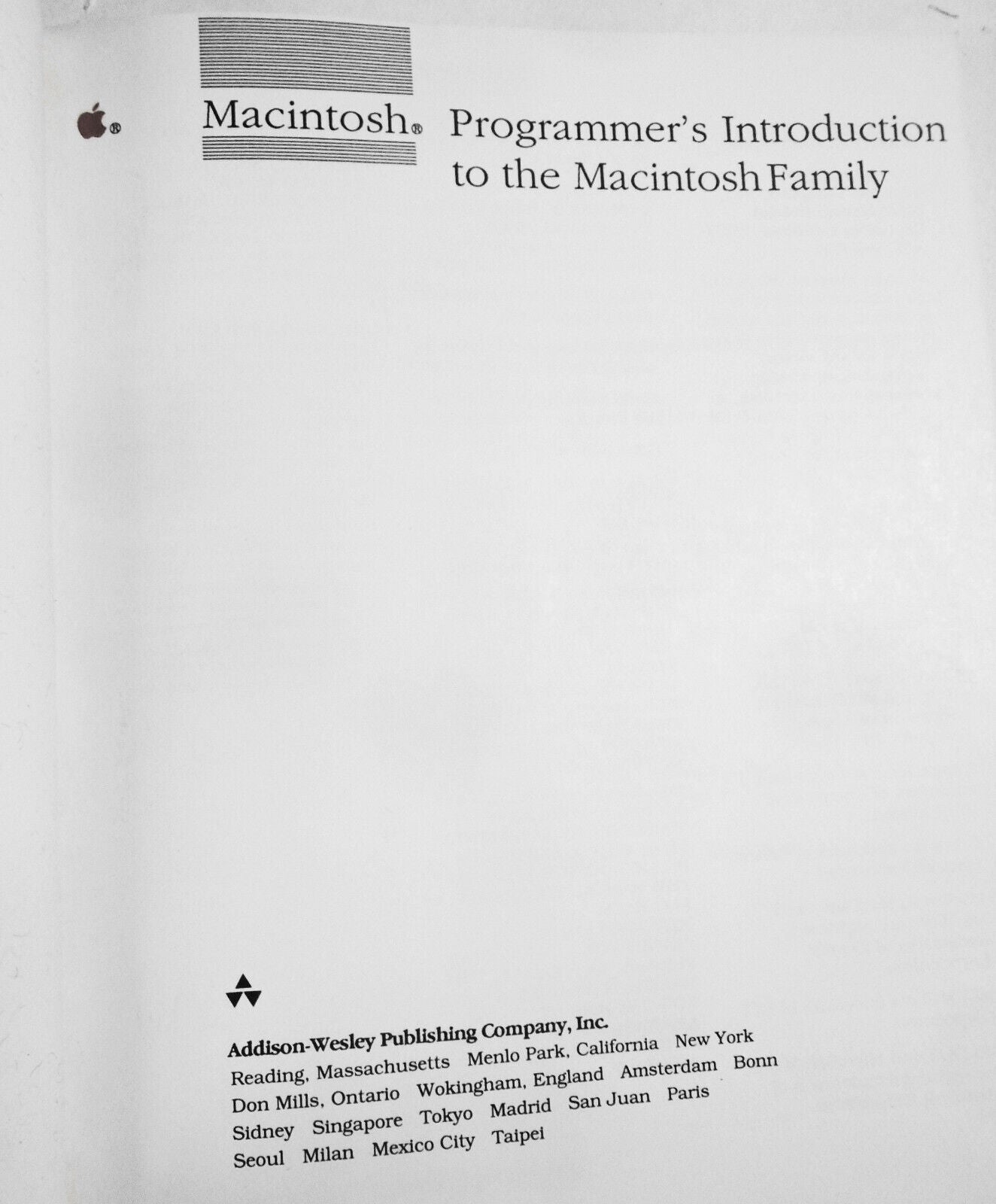 Apple Programmer's Introduction to the Macintosh Family. 1991. Hardcover/DJ.