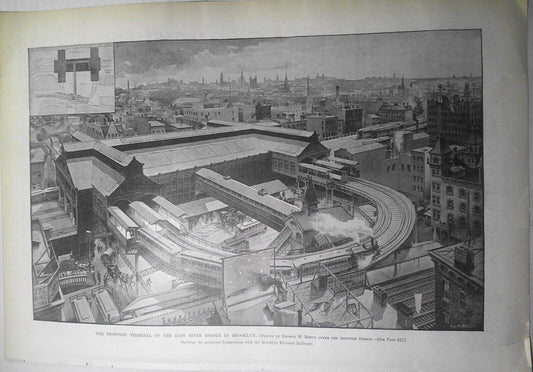 1893 The Proposed Terminal of the East River Bridge in Brooklyn. Harper's Weekly