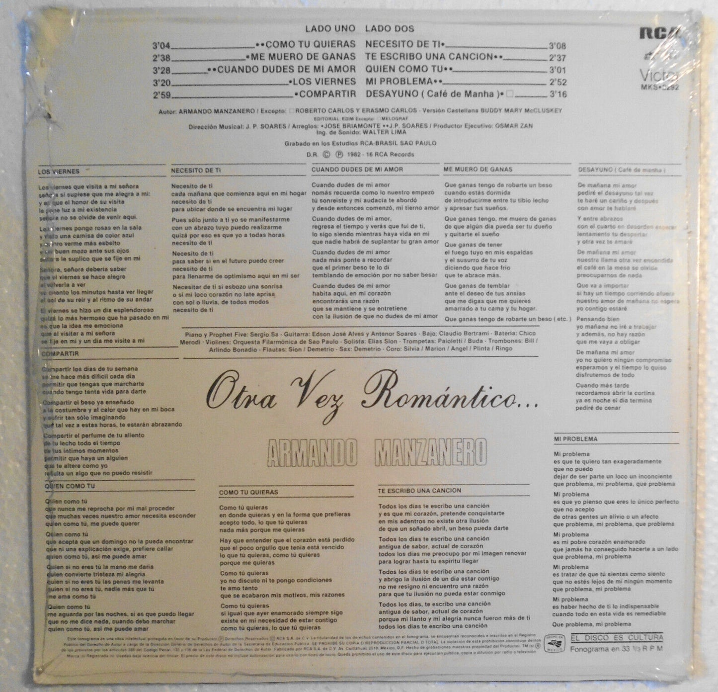 Otra Vez Romantico, by Armando Manzanero - vinyl LP  ***SEALED***
