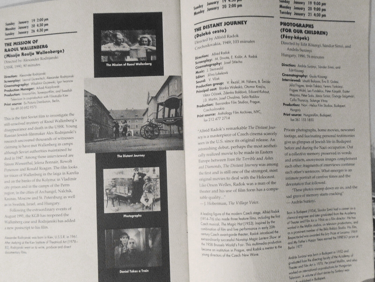 Reemergence Jewish Life in Eastern Europe - Film Festival 1992 Souvenir Program