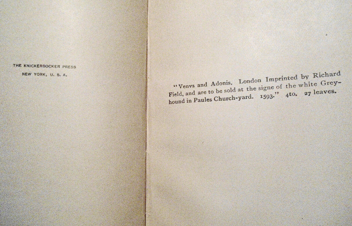 POEMS, by William Shakespeare. 1893 Ariel edition, Putnam's