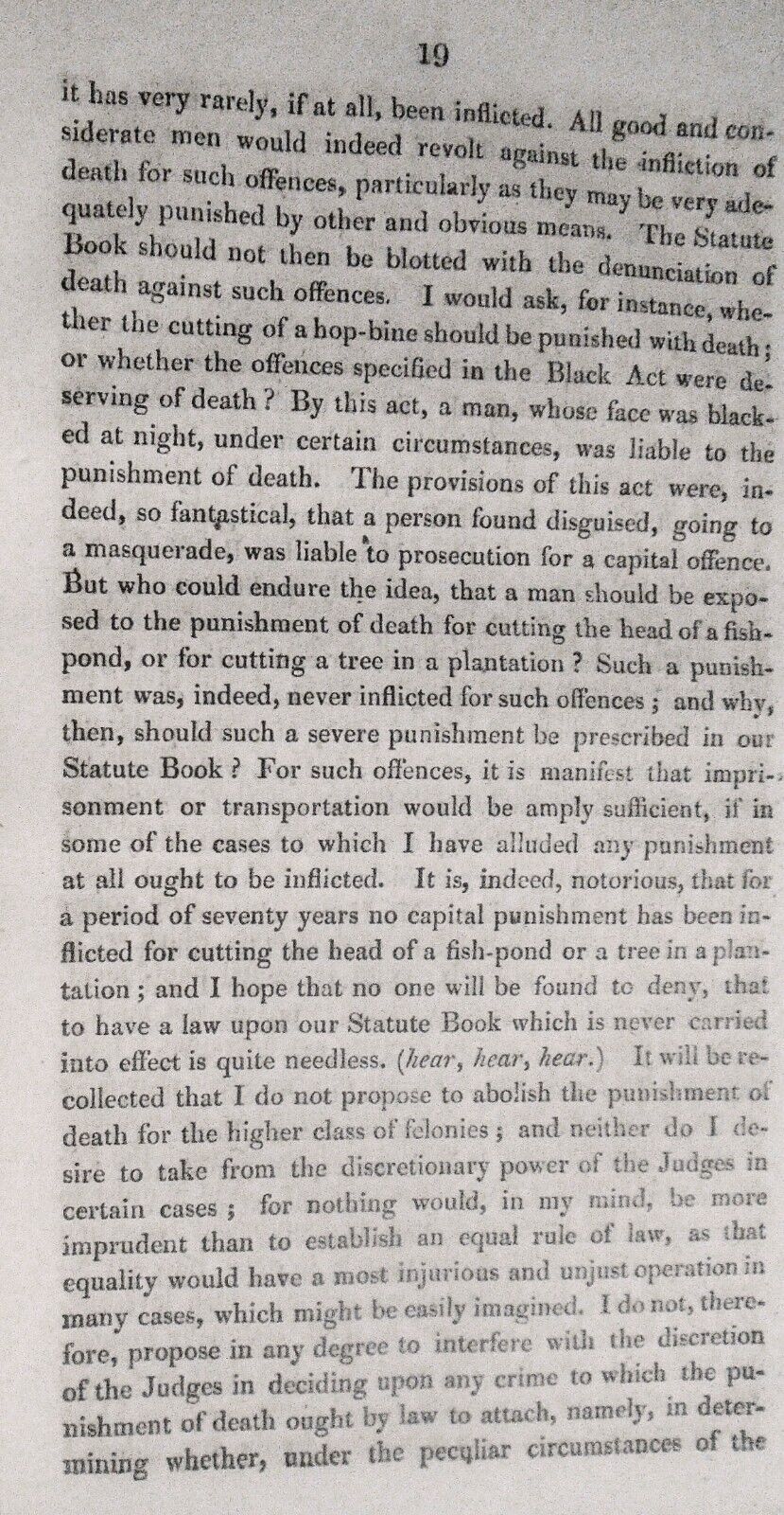 [Death Penalty] 1819 Debate in the House of Commons on a motion...