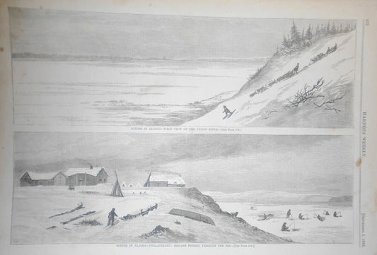 Scenes in Alaska - Harper's Weekly Sept. 5, 1868 - Original, Page with 2 Prints