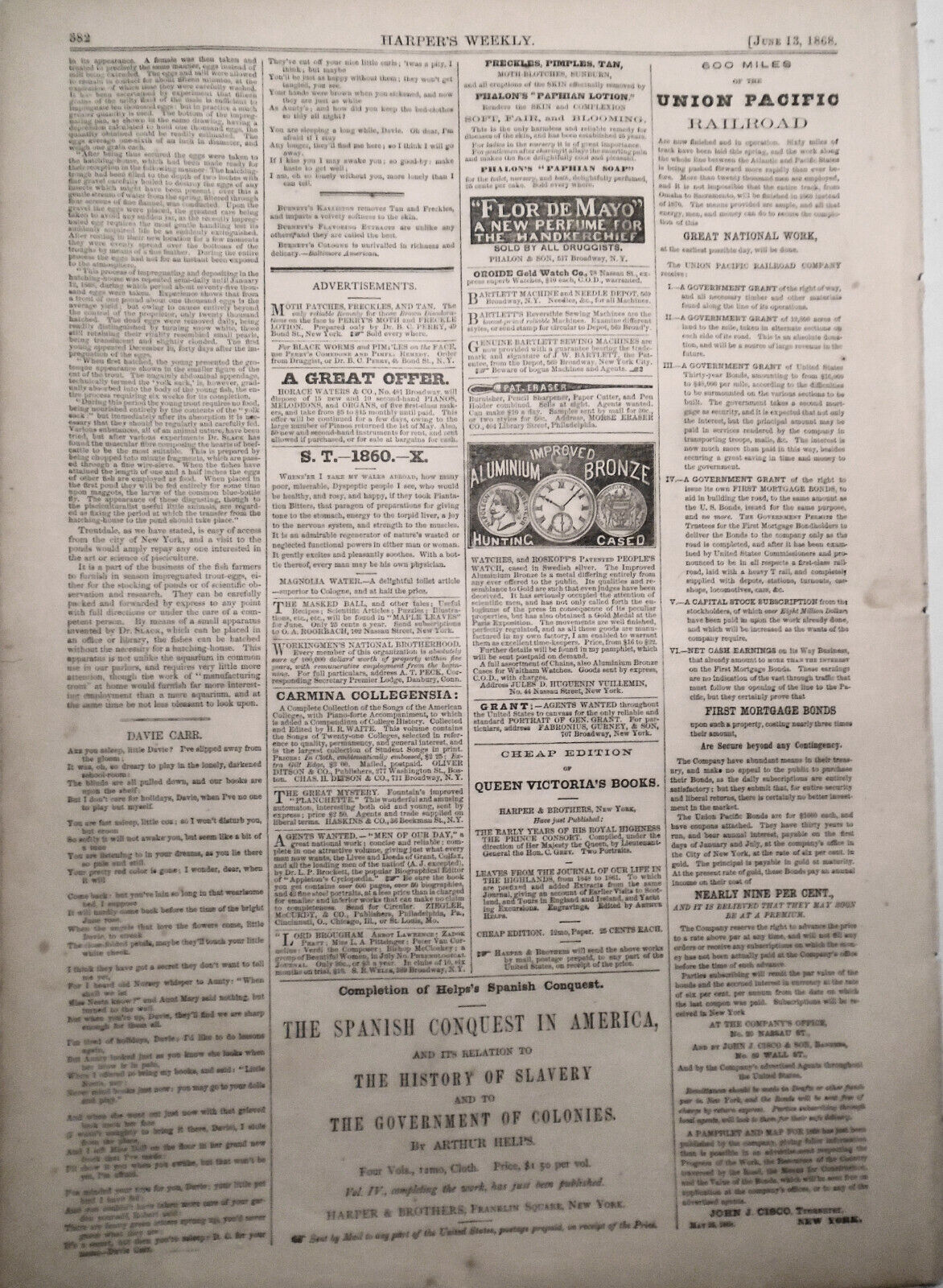 Harper's Weekly June 13, 1868: Chinese Embassy; New Jersey Fish Farm - Trout etc