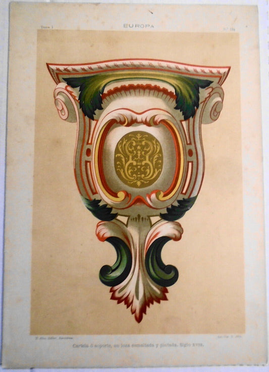 EUROPA - Cartela o soporte, en loza esmaltada y pintada, Siglo XVIII  - ca  1890