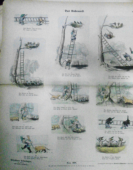 1890 Das Rabennest [Raven's Nest]  - Münchener Bilderbogen N. 308; Wilhelm Busch
