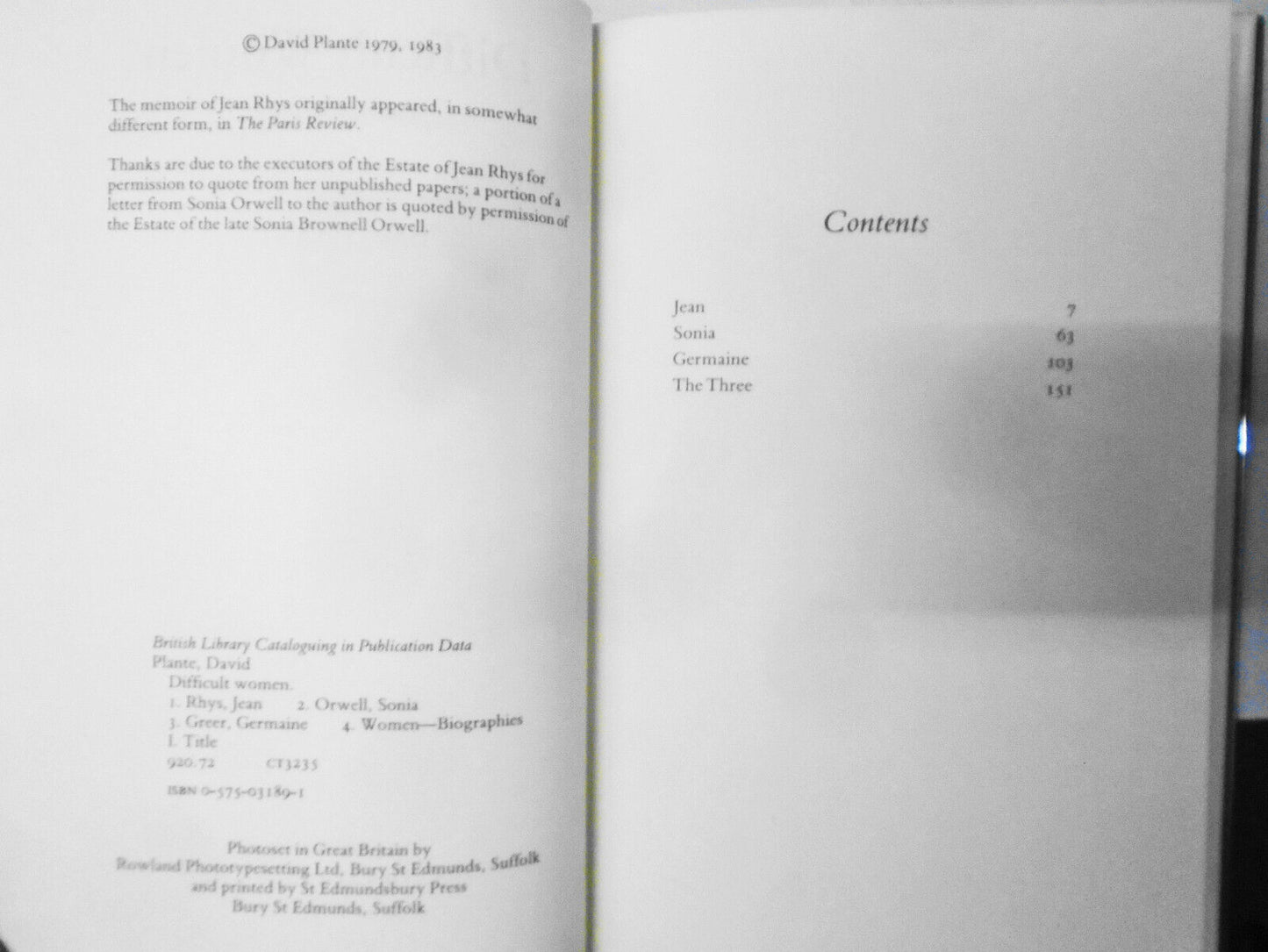 David Plante : Difficult Women, Slides & The Catholic - First editions lot of 3