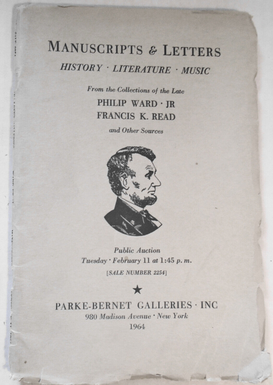 Historical & literary manuscripts: Lincoln to army of Potomac. Parke-Bernet 1964