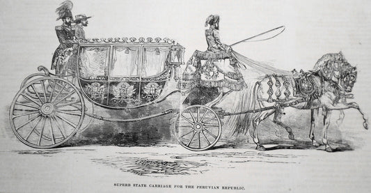 Superb State Horse Drawn Carriage For The Peruvian Republic -- Gleason's 1852