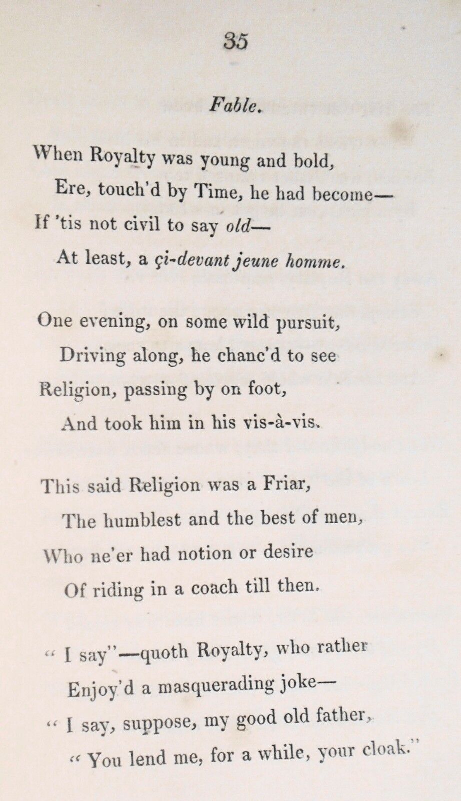 1823 Fables For The Holy Alliance: Rhymes On The Road - by Thomas Brown. 1st ed.