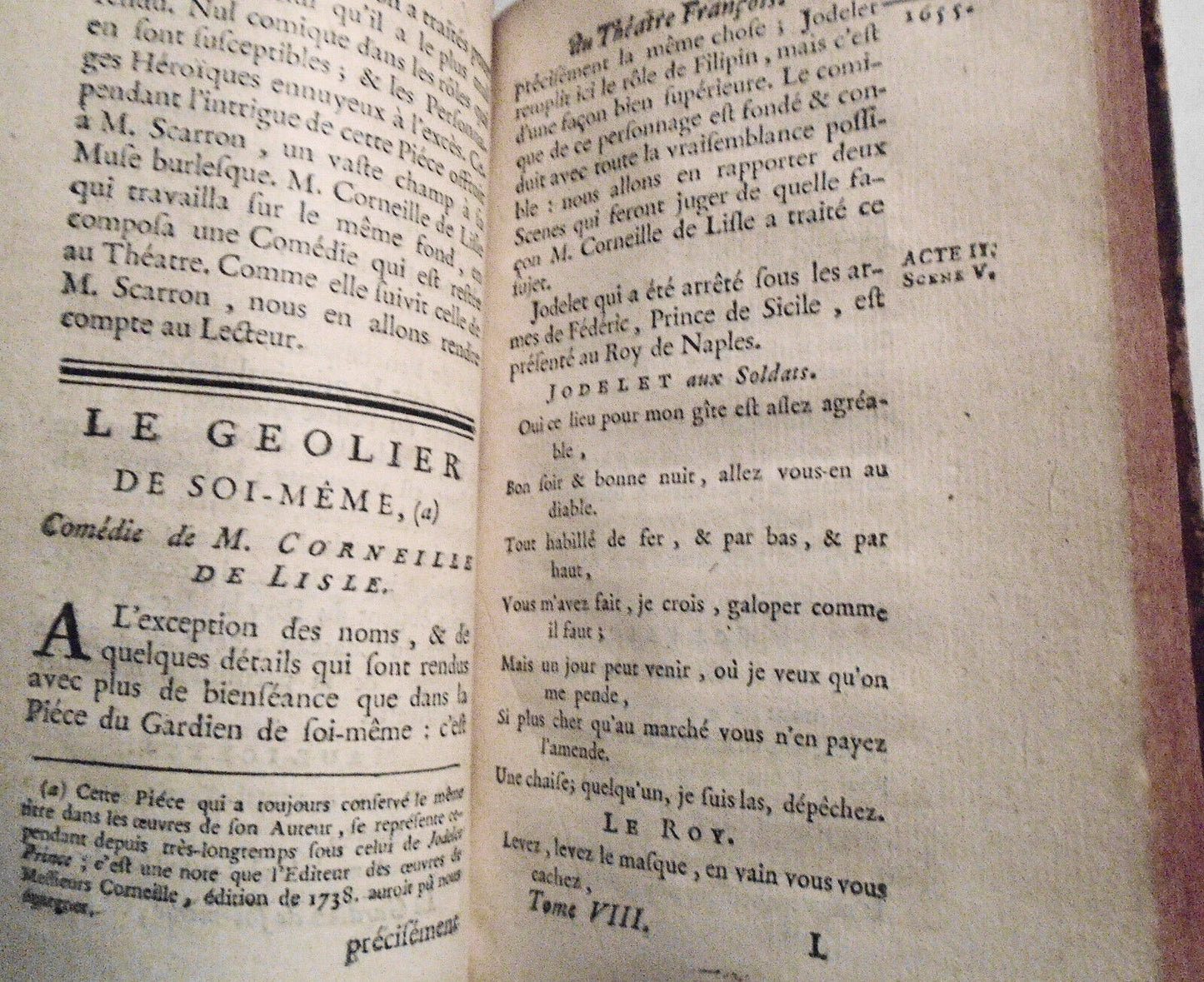 1746 Histoire Du Theatre Francois... Tome 8. Moliere, Corneille, Cirano Bergerac