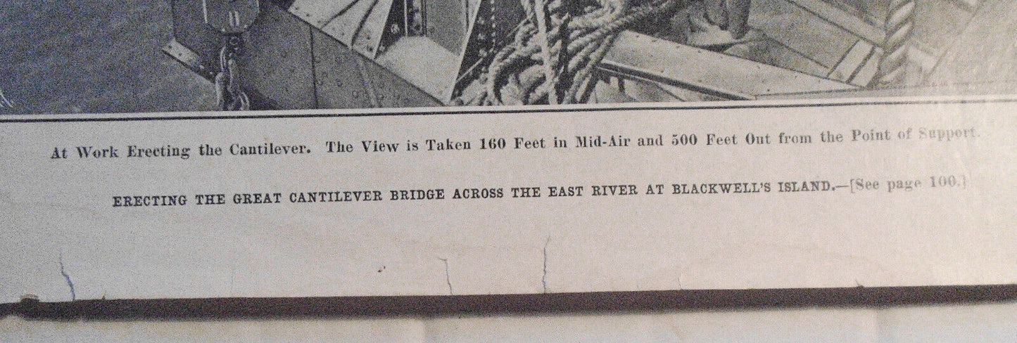 Erecting The Great Cantilever Bridge Across East River At Blackwell's Island1907