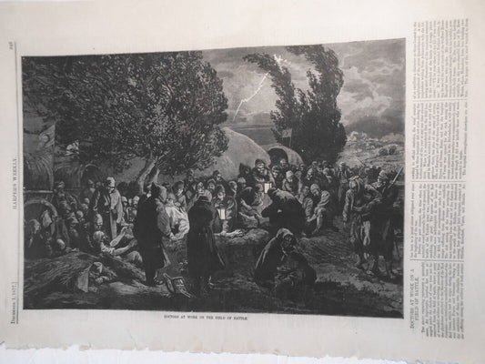Doctors at work on field of battle. Harper's Weekly, December 1,  1877. Original